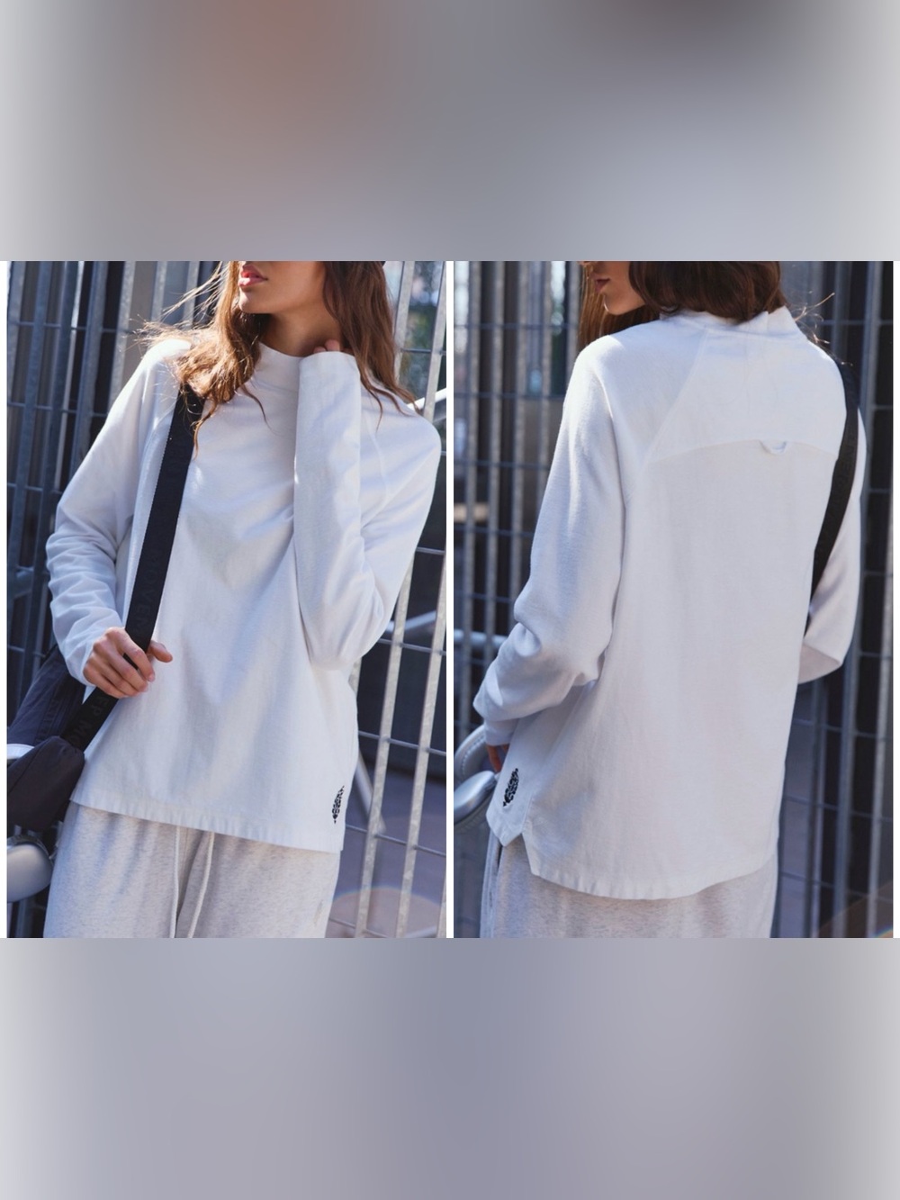 NWOT Free People FP Movement Restoration Layer - White black - small